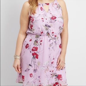 Maurices Knee Length Sleeveless Lavender Floral Dress Small